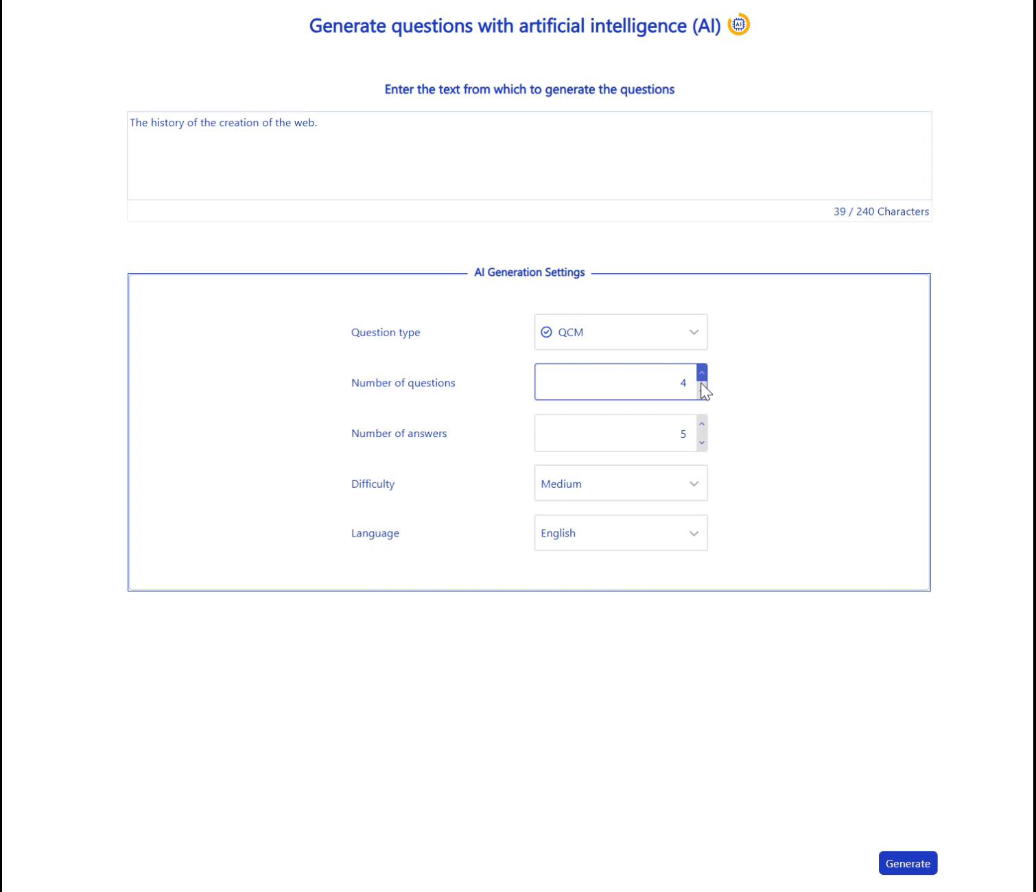 Générateur de questions